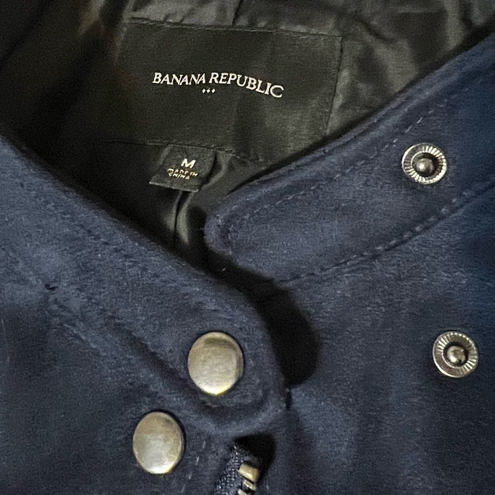 Banana Republic Faux Suede Band Collar Womens Jacket in Midnight Blue Medium - Picture 12 of 12